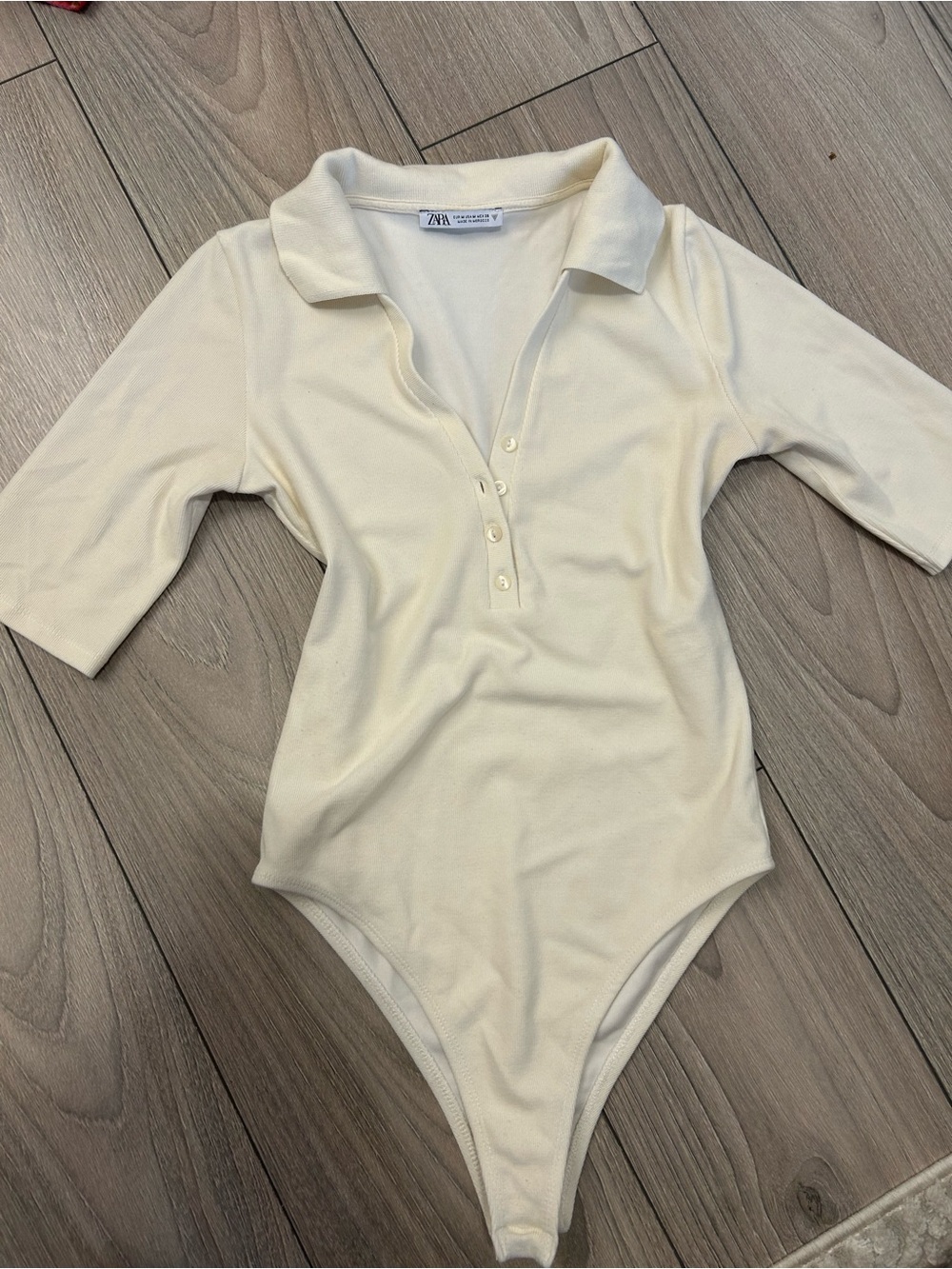 Zara Cream Polo-Style Bodysuit
